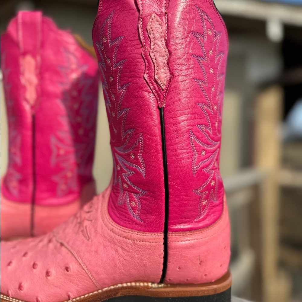 Lucchese Pink Heeled Boots - Picture 6 of 11